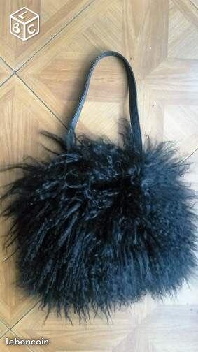 Sac laine de mouton 18cm/18cm noir fafads