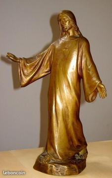 RARE Sacré Coeur de Paul GASQ statue en bronze