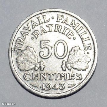 RAIDER - Pièce 50 Centimes Francisque Légère 1943