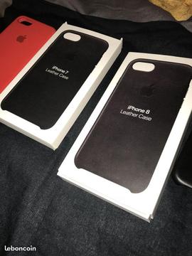 Coque Apple Iphone 7 et 8 en cuir ou rouge
