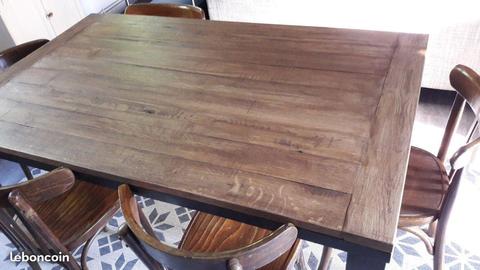 Table salle à manger industrielle acier et bois