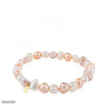Bracelet Pearls NEUF avec 1 ours en or,marque TOUS