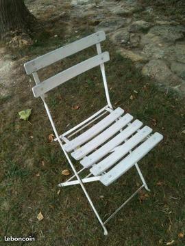 4 chaises de jardin en bois et métal vintage