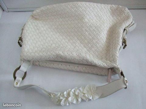 Superbe Sac Blanc Damier Tressé Original J. RIU TB