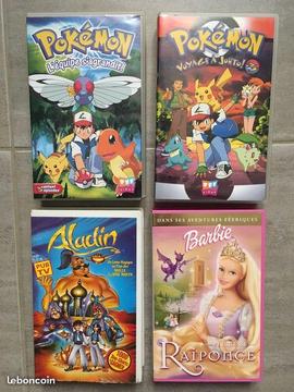 VHS enfant : pokemon,cartoons,barbie