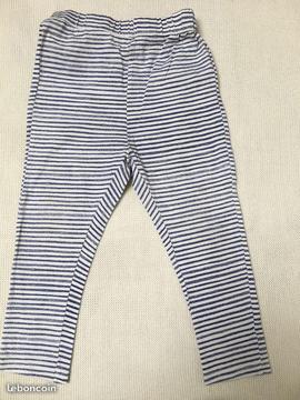 Pantalon leggings ZARA 2-3 ans rayé marine/blanc