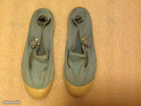 Sandalettes toile bleue à boucle (djmark)
