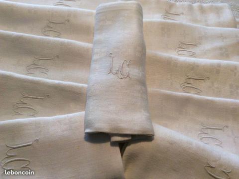 11 serviettes lin/soie monogrammées