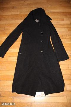 Manteau noir laine bouillie cop copine 38 tbe