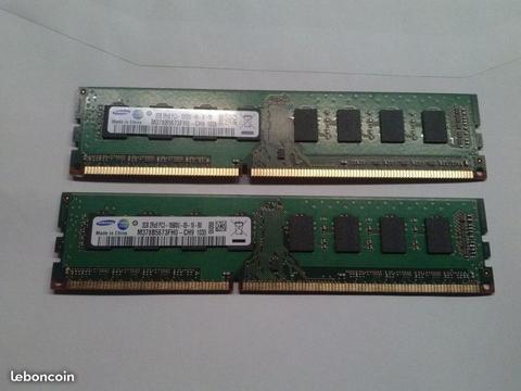 Barrettes mémoire DIMM - DDR3 (PC3-10600) 2 x 2 Go