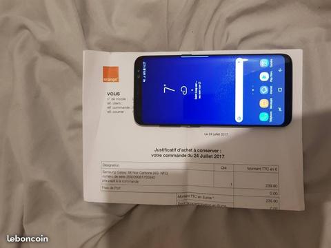 Samsung Galaxy s8 noir 64 giga débloqué avec factu