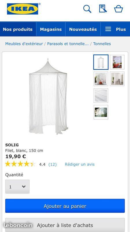 Ciel de lit IKEA SOLIG moustiquaire