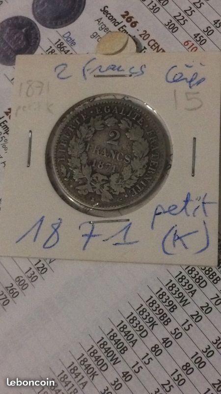2 francs 1871 petit K