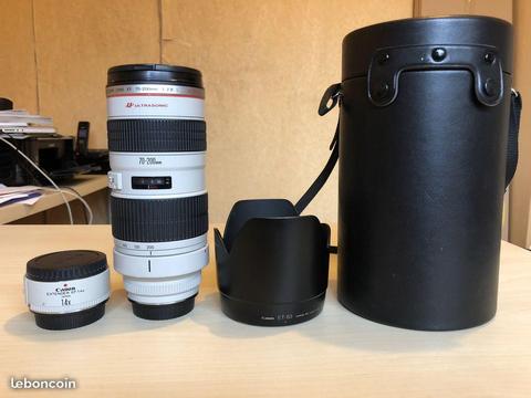 Objectif Canon 70-200 mm F2,8 L + X1.4