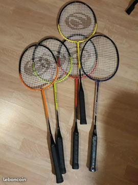 Lots de 5 raquettes de badminton