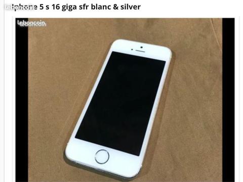 Iphone 5 s blanc & silver 16 giga sfr