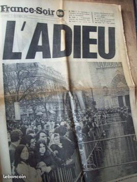 Presse France-Soir 13 novembre 1970 L'ADIEU -NA92