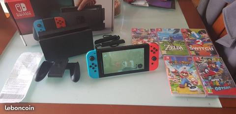 Nintendo Switch sous garantie + 5 Jeux + Avoir