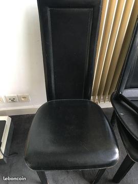 6 chaises en cuir noir design italien