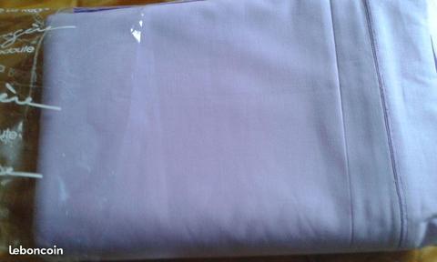 Drap Plat grand lit mauve