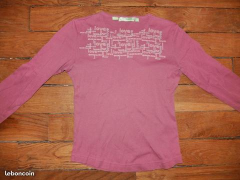 Sous pull Quiksilver rose fille 14 ans TBE