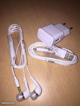 Kit pour portable Samsung (chargeur + écouteurs)