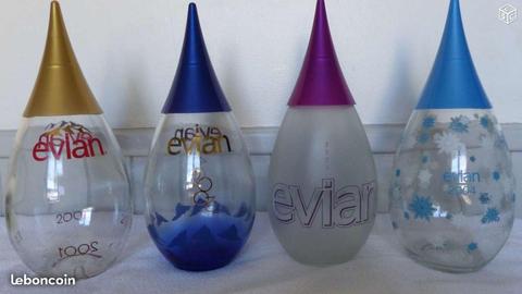 Lot de bouteilles d'Evian de collection