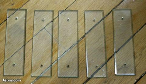 5 anciennes plaques de propreté en verre biseauté