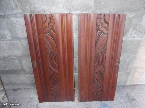 2 portes de meuble Art Déco 0,85 X 0,36 X 0,022