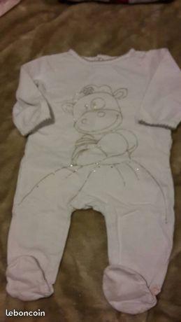 Pyjama fille coton 3 mois Noukie's blanc