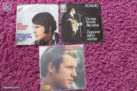 3 vinyles - ADAMO en Allemand et Italien . rare
