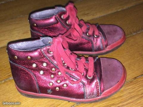 BABYBOTTE - Chaussures montantes rouge nacré - 25