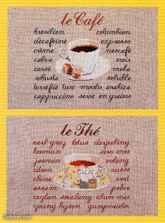 Café et thé au point de croix