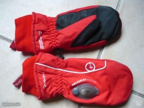 Gants de ski / moufles rouge 10 ans Quechua