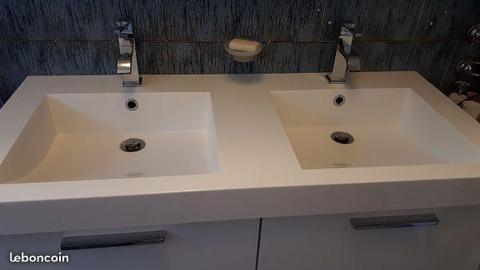 Plan double vasque salle de bains avec meuble