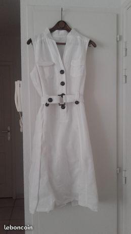 Robe blanche en lin CAMAIEU - T 38 - jlb74
