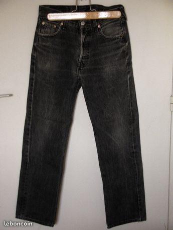 Jeans Levis 501, Noir Used, Droit, T. 29