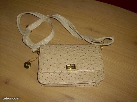 Petit sac à main beige en cuir, neuf