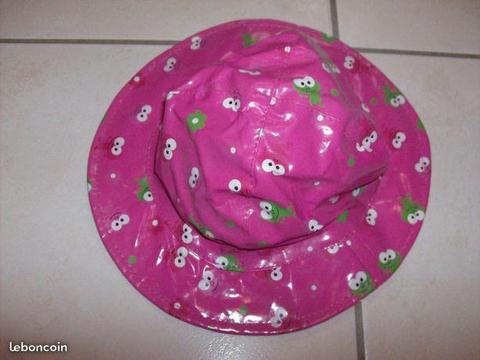 Chapeau de pluie rose grenouilles 52 cm enfant