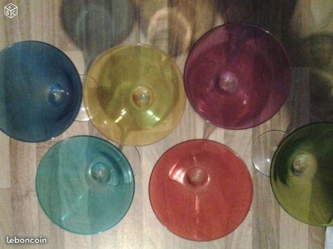 6 Verres à Cocktail colorés