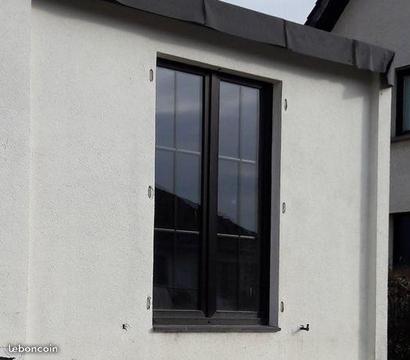 5 porte-fenêtres Veka PVC brun double vitrage