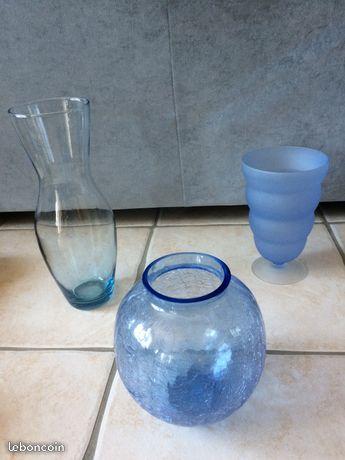 Lot de 3 Vases Bleus Neufs