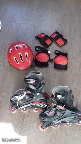 Rollers rouge et noir + protections