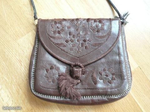 Pochette/ sac à main cuir (artisanat marocain)