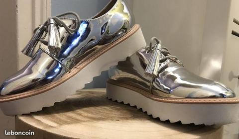 Derbies argentés Stradivarius #greniercoccci