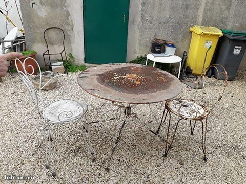 Ancienne Table de Jardin en Fer + chaise