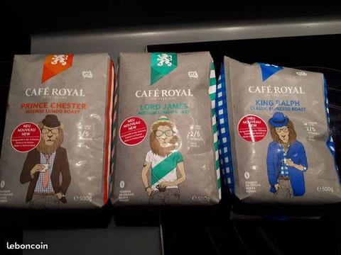 3 paquets de café en grains Café Royal