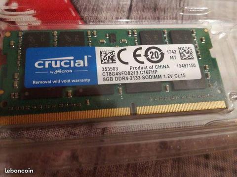 carte RAM DDR4 8 GB pour ordi portable