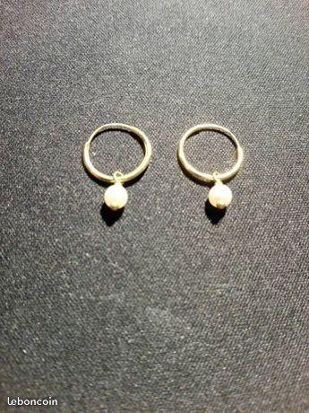 boucles d'oreilles perle et or