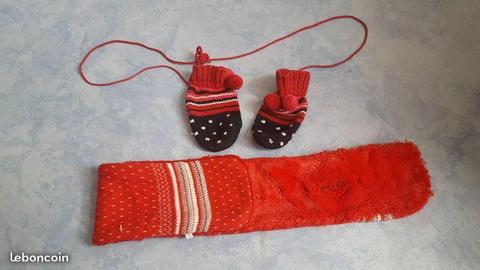 gant et écharpe rouge fille